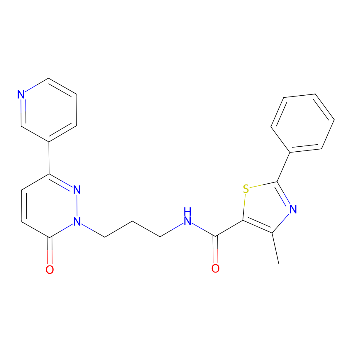 4-methyl-N-(3-(6-oxo-3-(pyridin-3-yl)pyridazin-1(6H)-yl)propyl)-2-phenylthiazole-5-carboxamide molecular structure, CAS 1021258-59-2