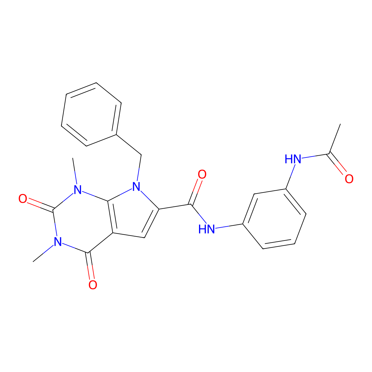 7-benzyl-N-(3-acetamidophenyl)-1,3-dimethyl-2,4-dioxo-1H,2H,3H,4H,7H-pyrrolo[2,3-d]pyrimidine-6-carboxamide molecular structure, CAS 1021258-68-3