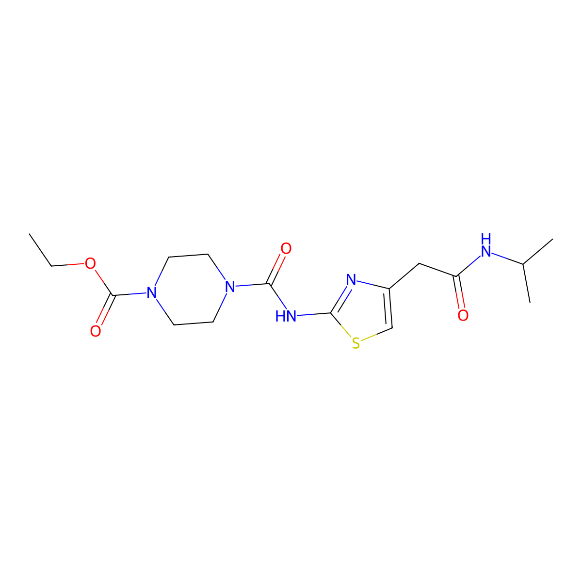 Ethyl 4-((4-(2-(isopropylamino)-2-oxoethyl)thiazol-2-yl)carbamoyl)piperazine-1-carboxylate molecular structure, CAS 1021258-81-0