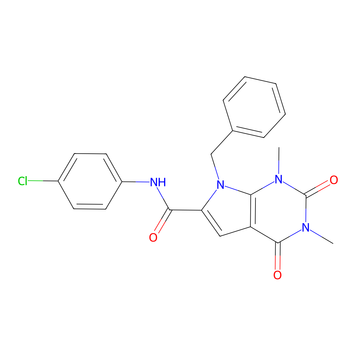 7-benzyl-N-(4-chlorophenyl)-1,3-dimethyl-2,4-dioxo-2,3,4,7-tetrahydro-1H-pyrrolo[2,3-d]pyrimidine-6-carboxamide molecular structure, CAS 1021258-84-3