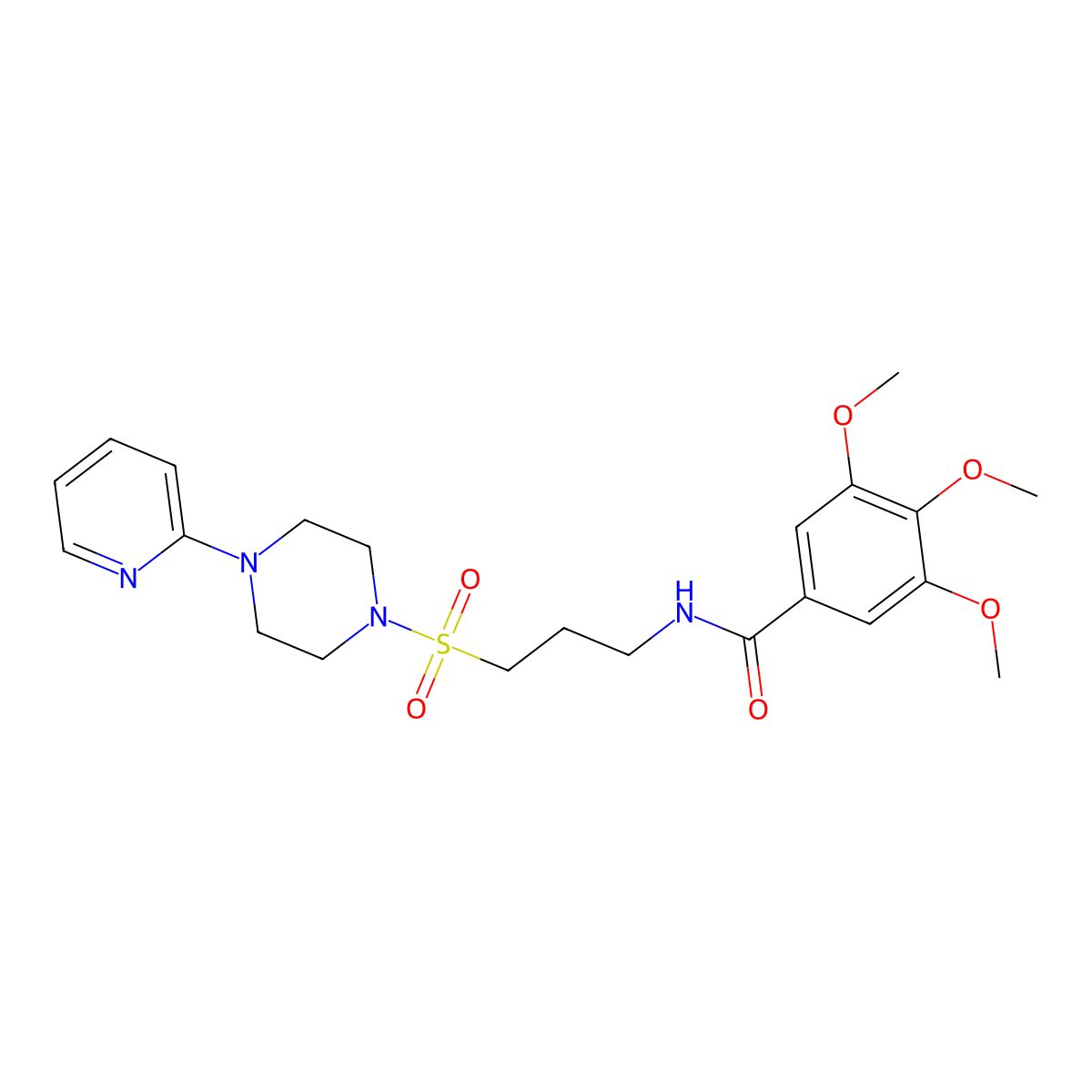 3,4,5-trimethoxy-N-(3-((4-(pyridin-2-yl)piperazin-1-yl)sulfonyl)propyl)benzamide molecular structure, CAS 1021258-88-7