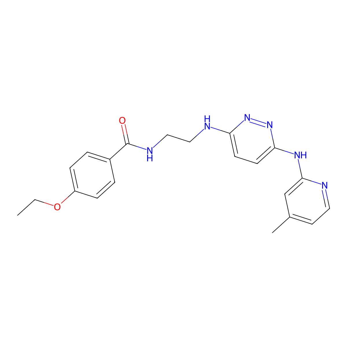 4-ethoxy-N-(2-((6-((4-methylpyridin-2-yl)amino)pyridazin-3-yl)amino)ethyl)benzamide molecular structure, CAS 1021258-90-1