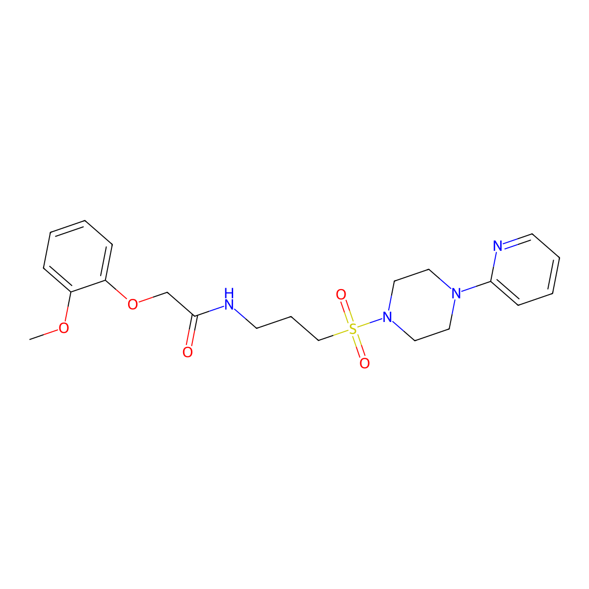 2-(2-methoxyphenoxy)-N-(3-((4-(pyridin-2-yl)piperazin-1-yl)sulfonyl)propyl)acetamide molecular structure, CAS 1021258-93-4