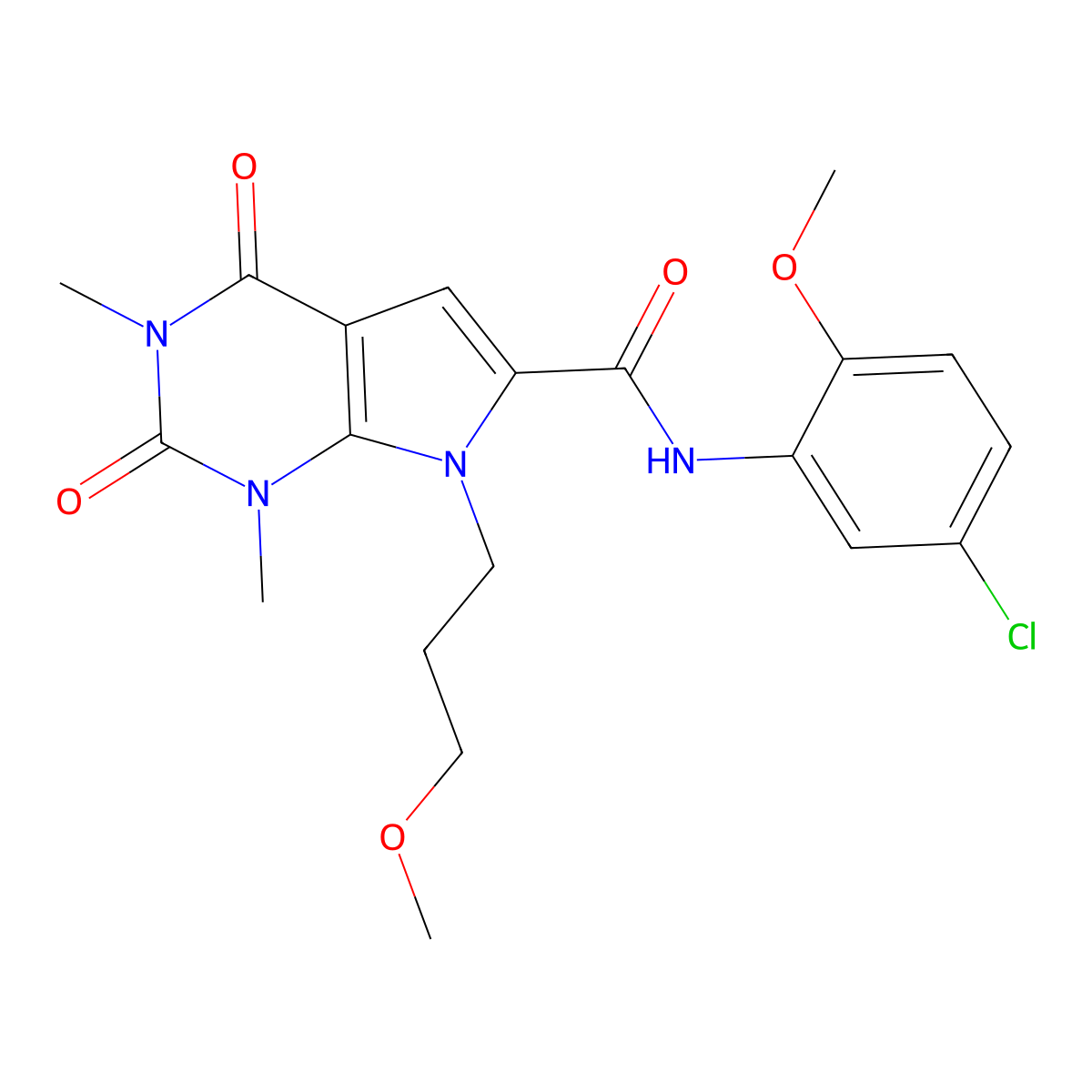 N-(5-chloro-2-methoxyphenyl)-7-(3-methoxypropyl)-1,3-dimethyl-2,4-dioxo-2,3,4,7-tetrahydro-1H-pyrrolo[2,3-d]pyrimidine-6-carboxamide molecular structure, CAS 1021258-94-5