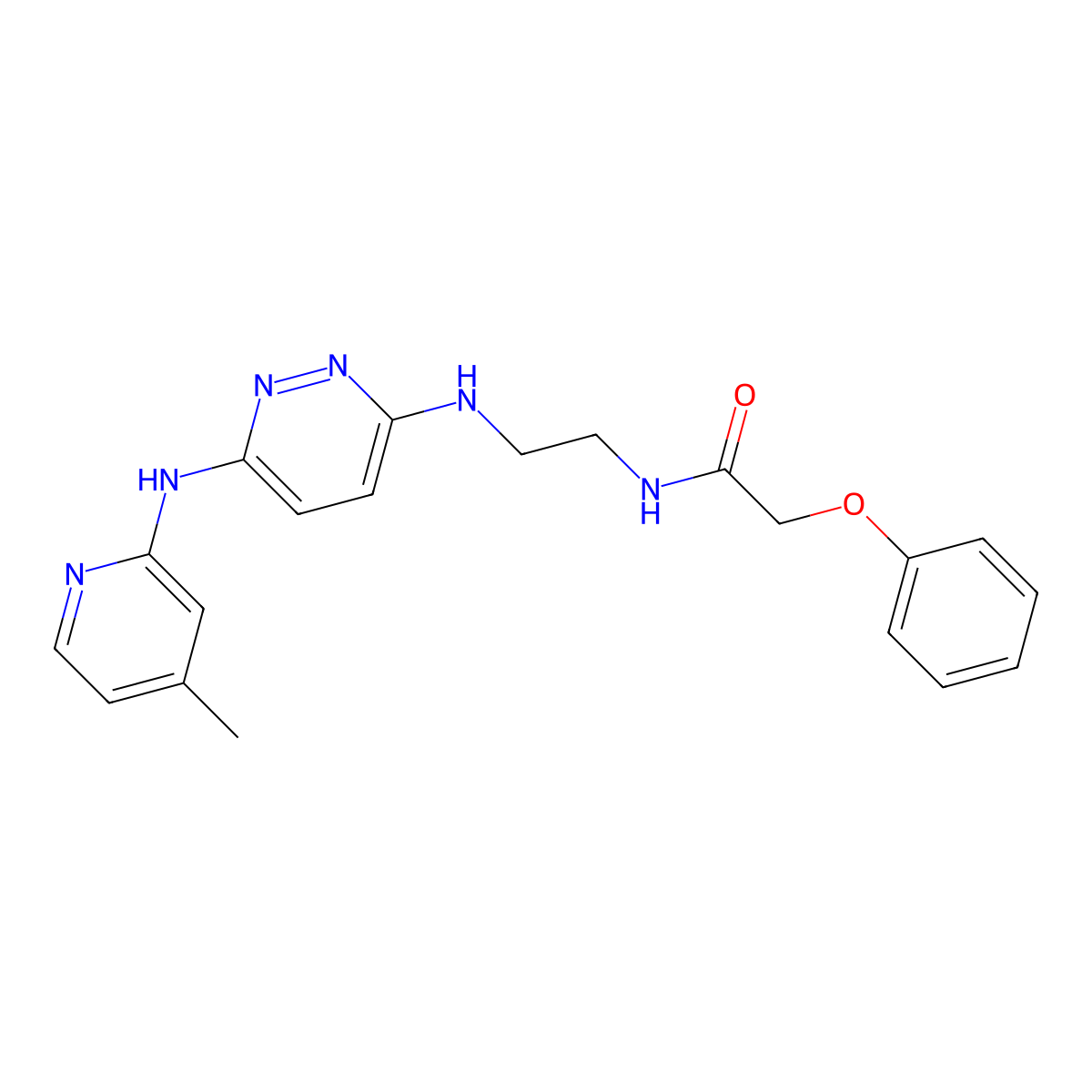 N-(2-((6-((4-methylpyridin-2-yl)amino)pyridazin-3-yl)amino)ethyl)-2-phenoxyacetamide molecular structure, CAS 1021258-96-7