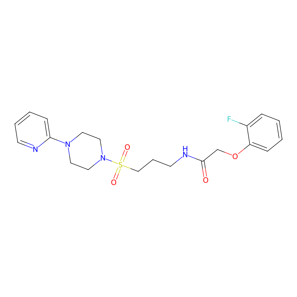 2-(2-fluorophenoxy)-N-(3-((4-(pyridin-2-yl)piperazin-1-yl)sulfonyl)propyl)acetamide molecular structure, CAS 1021258-97-8
