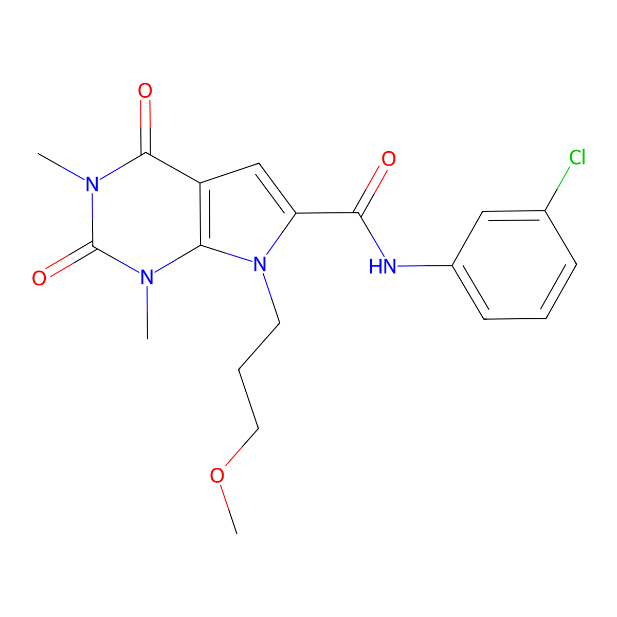 N-(3-chlorophenyl)-7-(3-methoxypropyl)-1,3-dimethyl-2,4-dioxo-2,3,4,7-tetrahydro-1H-pyrrolo[2,3-d]pyrimidine-6-carboxamide molecular structure, CAS 1021258-98-9