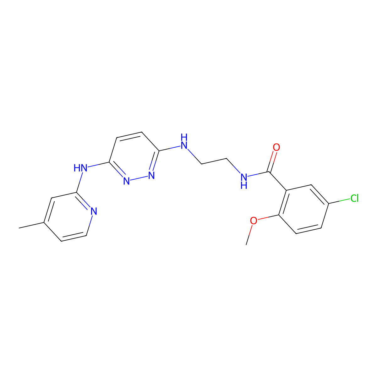 5-chloro-2-methoxy-N-(2-((6-((4-methylpyridin-2-yl)amino)pyridazin-3-yl)amino)ethyl)benzamide molecular structure, CAS 1021259-05-1