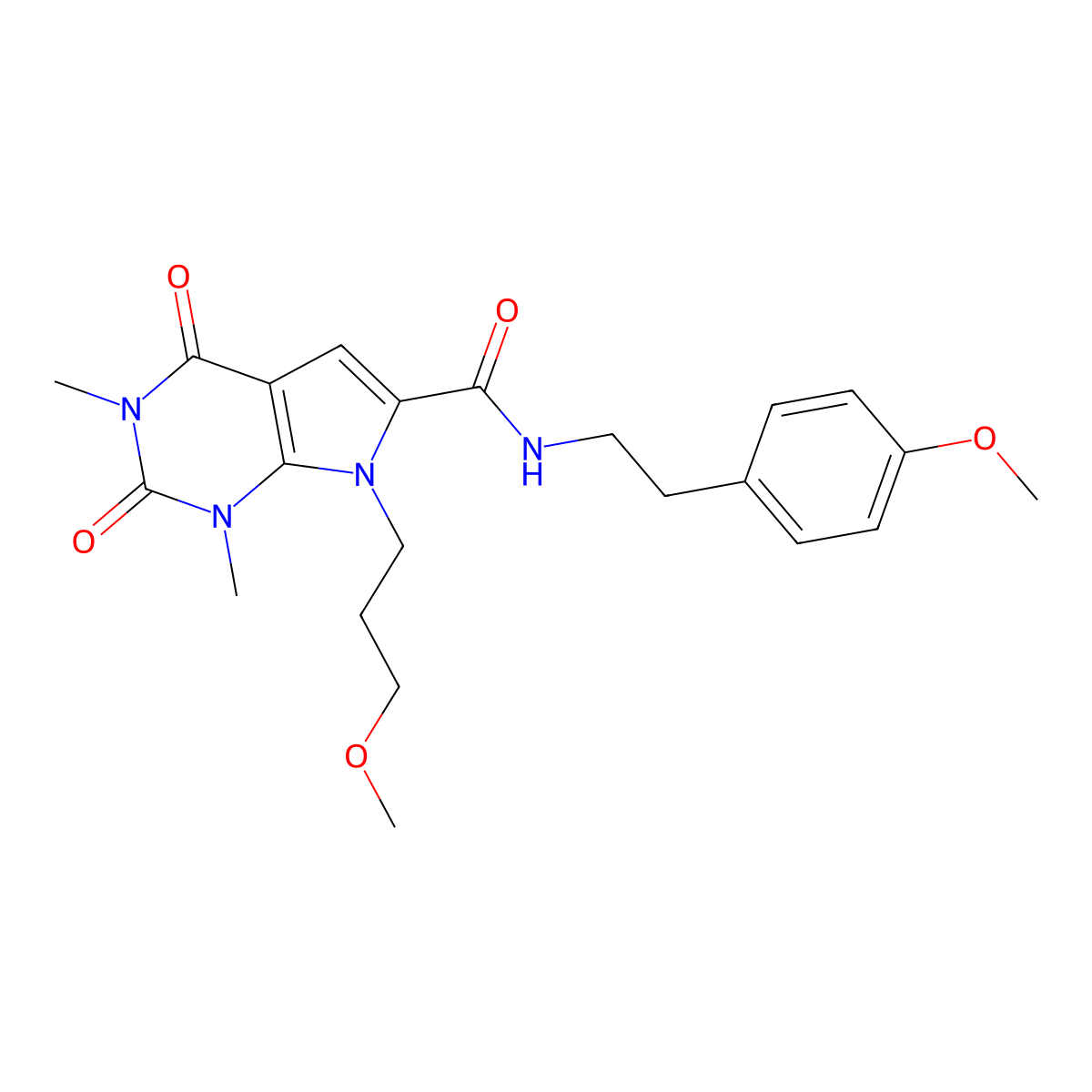 N-[2-(4-methoxyphenyl)ethyl]-7-(3-methoxypropyl)-1,3-dimethyl-2,4-dioxo-2,3,4,7-tetrahydro-1H-pyrrolo[2,3-d]pyrimidine-6-carboxamide molecular structure, CAS 1021259-10-8