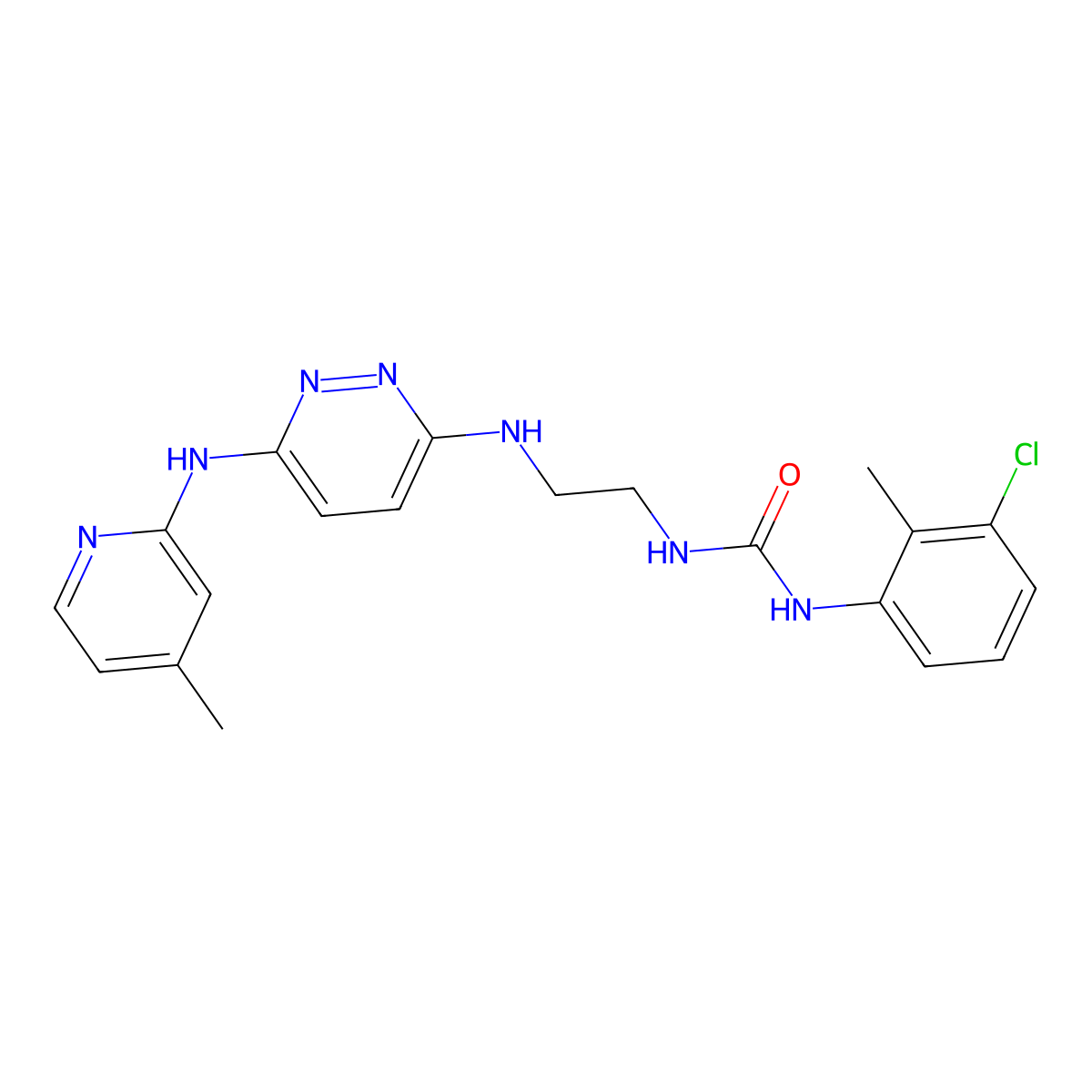 1-(3-Chloro-2-methylphenyl)-3-(2-((6-((4-methylpyridin-2-yl)amino)pyridazin-3-yl)amino)ethyl)urea molecular structure, CAS 1021259-16-4