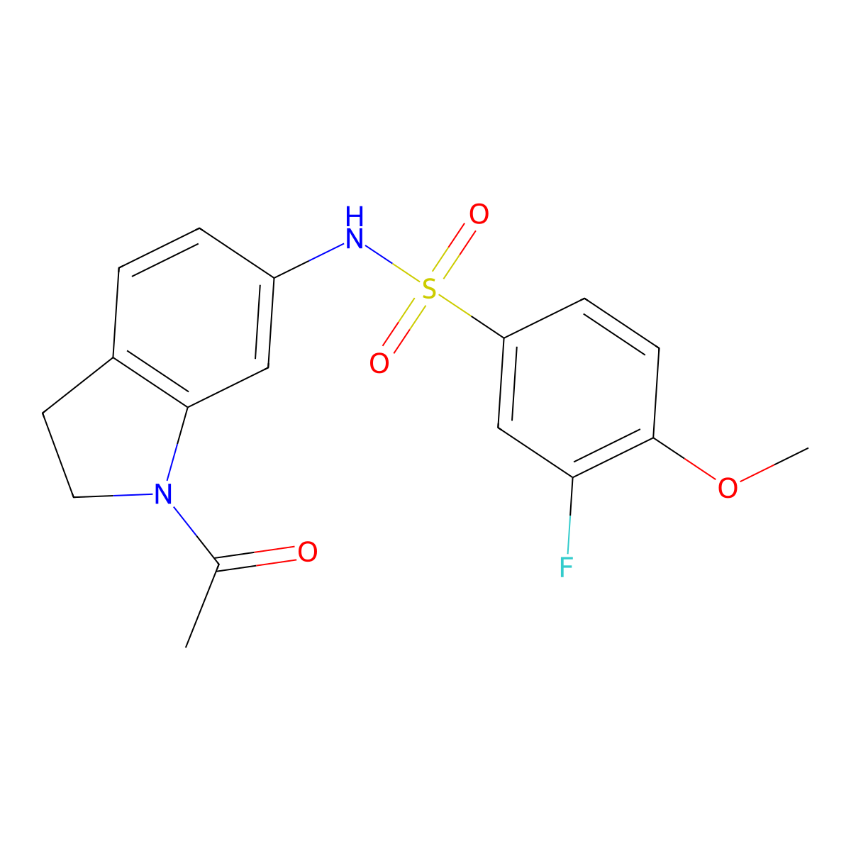N-(1-acetyl-2,3-dihydro-1H-indol-6-yl)-3-fluoro-4-methoxybenzene-1-sulfonamide molecular structure, CAS 1021259-17-5
