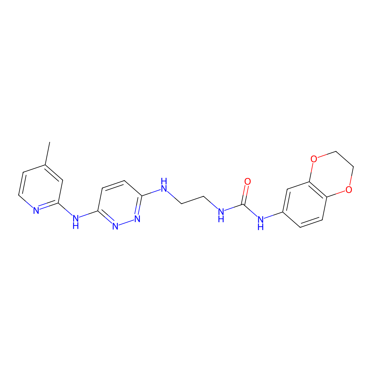1-(2,3-Dihydrobenzo[b][1,4]dioxin-6-yl)-3-(2-((6-((4-methylpyridin-2-yl)amino)pyridazin-3-yl)amino)ethyl)urea molecular structure, CAS 1021259-21-1