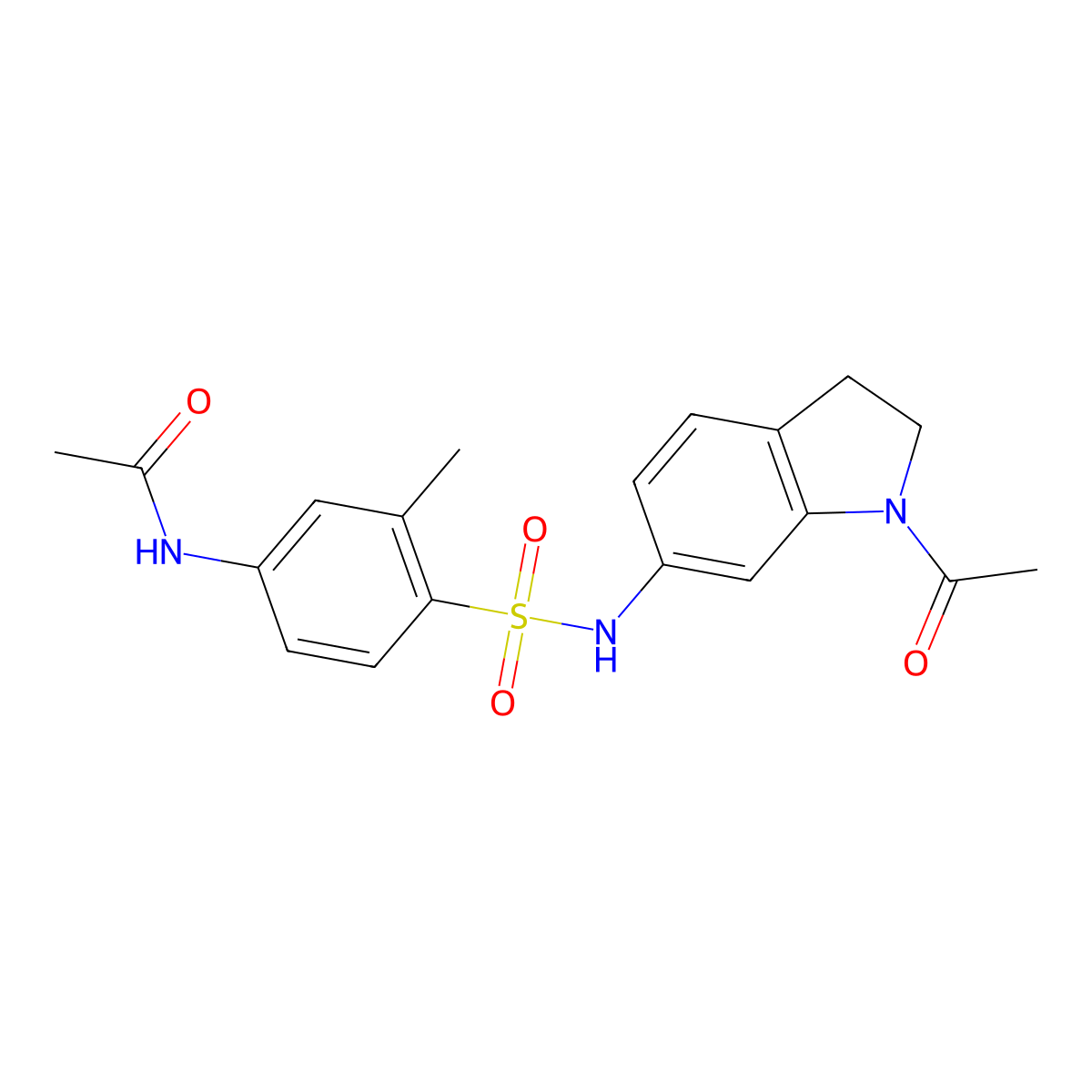 N-(4-(N-(1-acetylindolin-6-yl)sulfamoyl)-3-methylphenyl)acetamide molecular structure, CAS 1021259-22-2