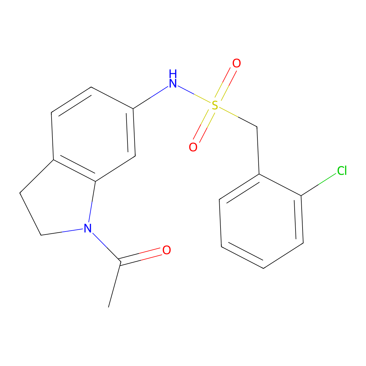 N-(1-acetylindolin-6-yl)-1-(2-chlorophenyl)methanesulfonamide molecular structure, CAS 1021259-25-5
