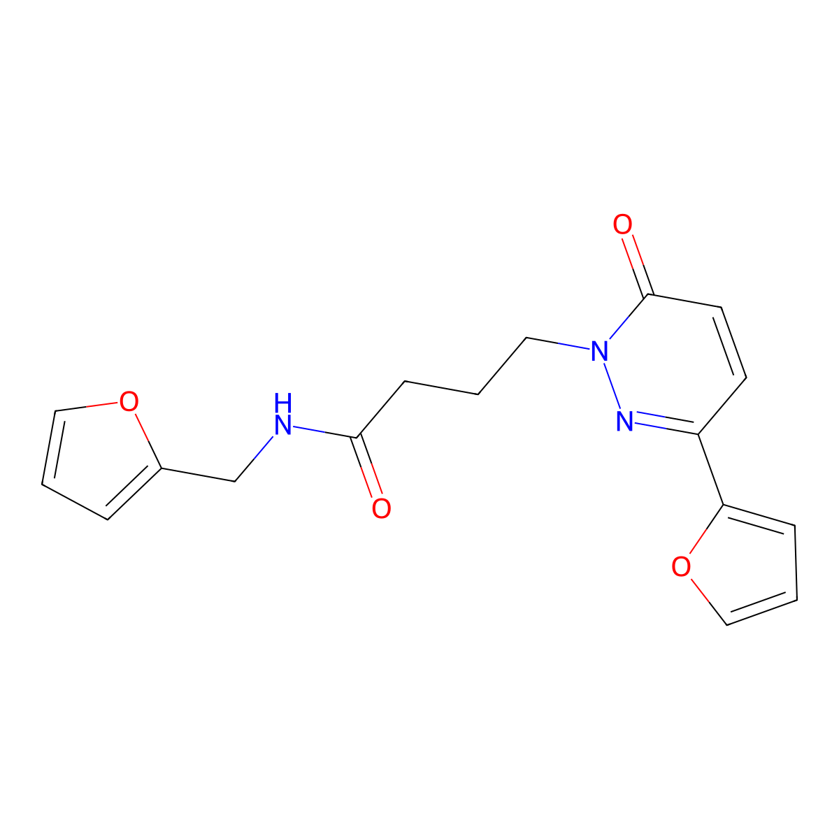 4-[3-(furan-2-yl)-6-oxo-1,6-dihydropyridazin-1-yl]-N-[(furan-2-yl)methyl]butanamide molecular structure, CAS 1021259-27-7