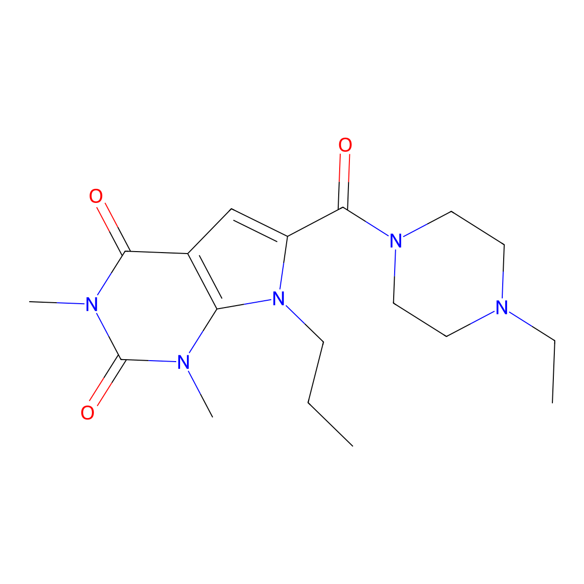 6-(4-ethylpiperazine-1-carbonyl)-1,3-dimethyl-7-propyl-1H-pyrrolo[2,3-d]pyrimidine-2,4(3H,7H)-dione molecular structure, CAS 1021259-28-8
