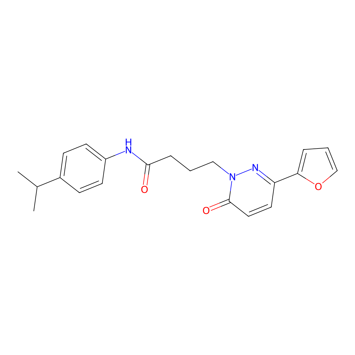 4-[3-(furan-2-yl)-6-oxo-1,6-dihydropyridazin-1-yl]-N-[4-(propan-2-yl)phenyl]butanamide molecular structure, CAS 1021259-33-5