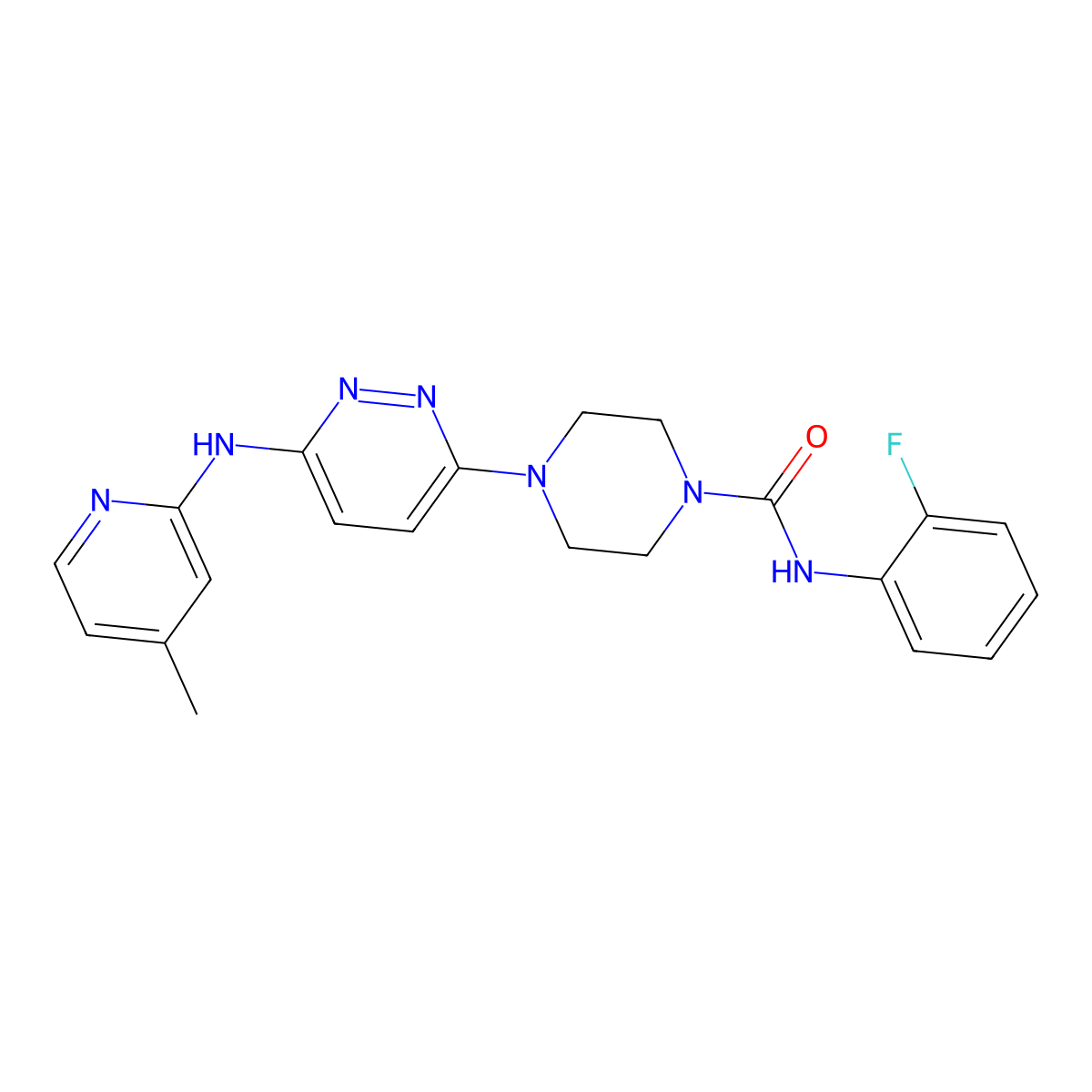 N-(2-fluorophenyl)-4-(6-((4-methylpyridin-2-yl)amino)pyridazin-3-yl)piperazine-1-carboxamide molecular structure, CAS 1021259-35-7