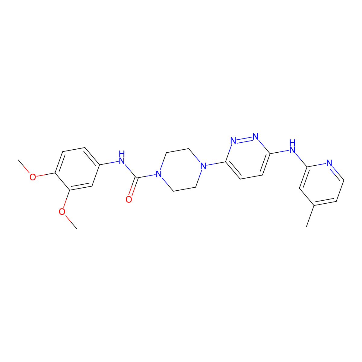 N-(3,4-dimethoxyphenyl)-4-(6-((4-methylpyridin-2-yl)amino)pyridazin-3-yl)piperazine-1-carboxamide molecular structure, CAS 1021259-40-4