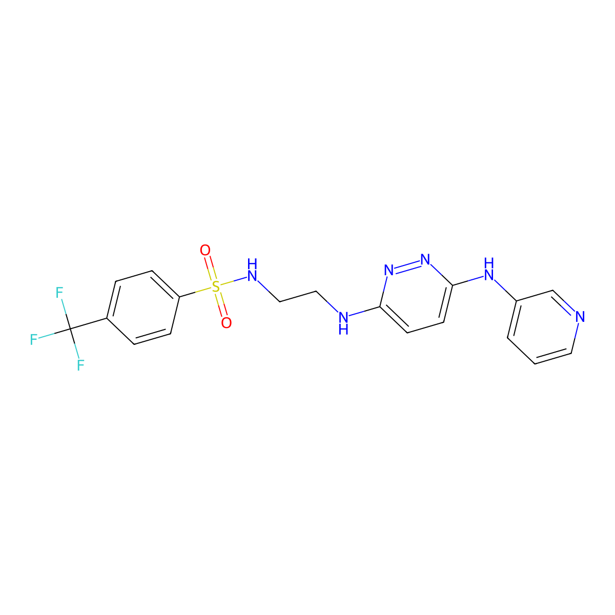 N-(2-((6-(pyridin-3-ylamino)pyridazin-3-yl)amino)ethyl)-4-(trifluoromethyl)benzenesulfonamide molecular structure, CAS 1021259-44-8