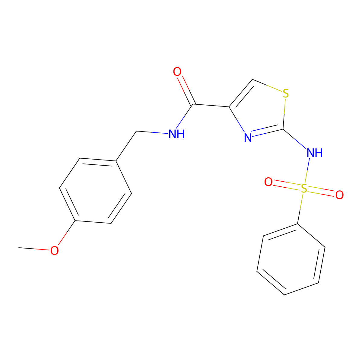 N-(4-methoxybenzyl)-2-(phenylsulfonamido)thiazole-4-carboxamide molecular structure, CAS 1021259-45-9