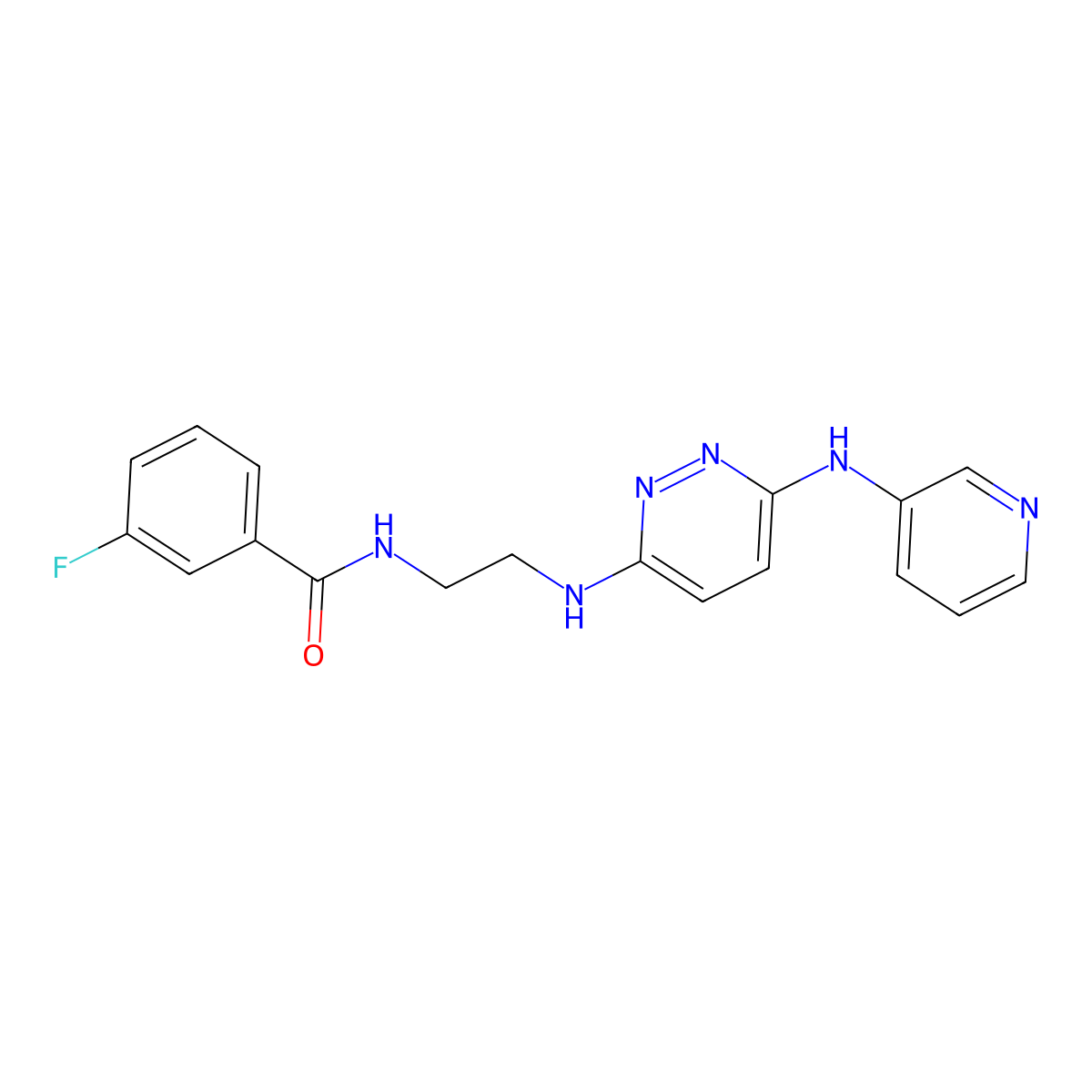 3-fluoro-N-(2-((6-(pyridin-3-ylamino)pyridazin-3-yl)amino)ethyl)benzamide molecular structure, CAS 1021259-48-2