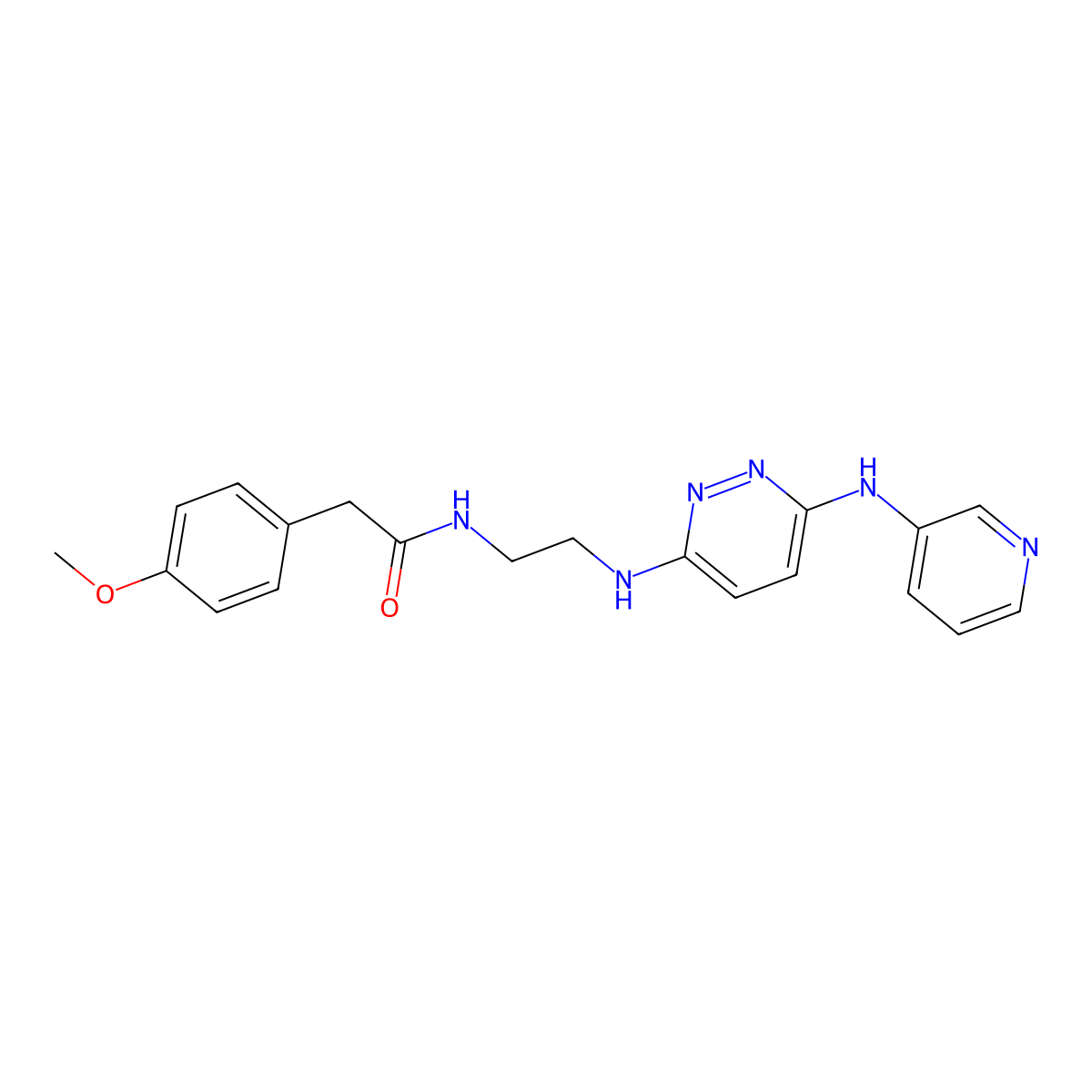 2-(4-methoxyphenyl)-N-(2-((6-(pyridin-3-ylamino)pyridazin-3-yl)amino)ethyl)acetamide molecular structure, CAS 1021259-53-9