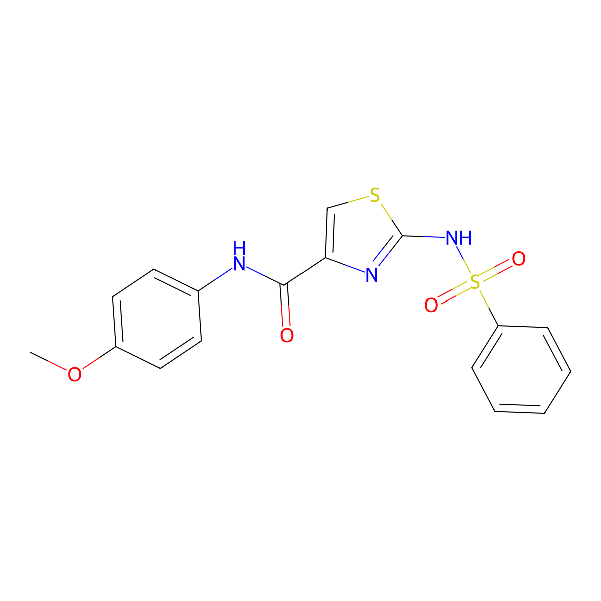 2-benzenesulfonamido-N-(4-methoxyphenyl)-1,3-thiazole-4-carboxamide molecular structure, CAS 1021259-58-4