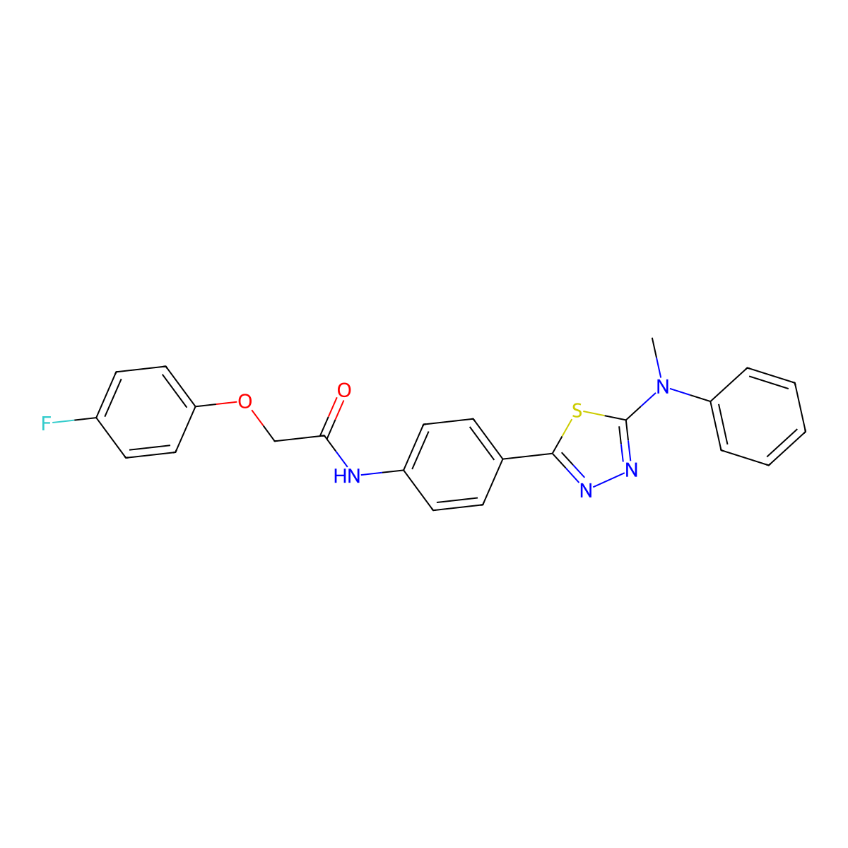 2-(4-fluorophenoxy)-N-(4-{5-[methyl(phenyl)amino]-1,3,4-thiadiazol-2-yl}phenyl)acetamide molecular structure, CAS 1021259-62-0