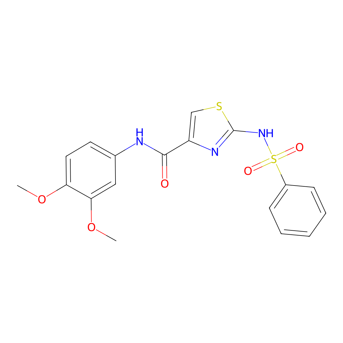 N-(3,4-dimethoxyphenyl)-2-(phenylsulfonamido)thiazole-4-carboxamide molecular structure, CAS 1021259-63-1