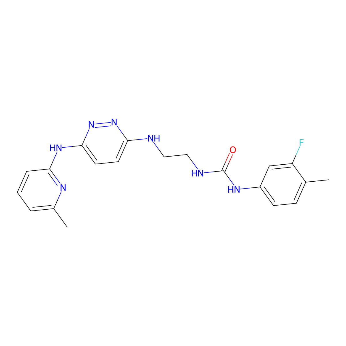 1-(3-Fluoro-4-methylphenyl)-3-[2-({6-[(6-methylpyridin-2-yl)amino]pyridazin-3-yl}amino)ethyl]urea molecular structure, CAS 1021259-70-0