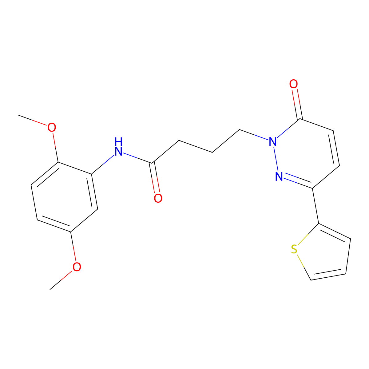 N-(2,5-dimethoxyphenyl)-4-[6-oxo-3-(thiophen-2-yl)-1,6-dihydropyridazin-1-yl]butanamide molecular structure, CAS 1021259-71-1