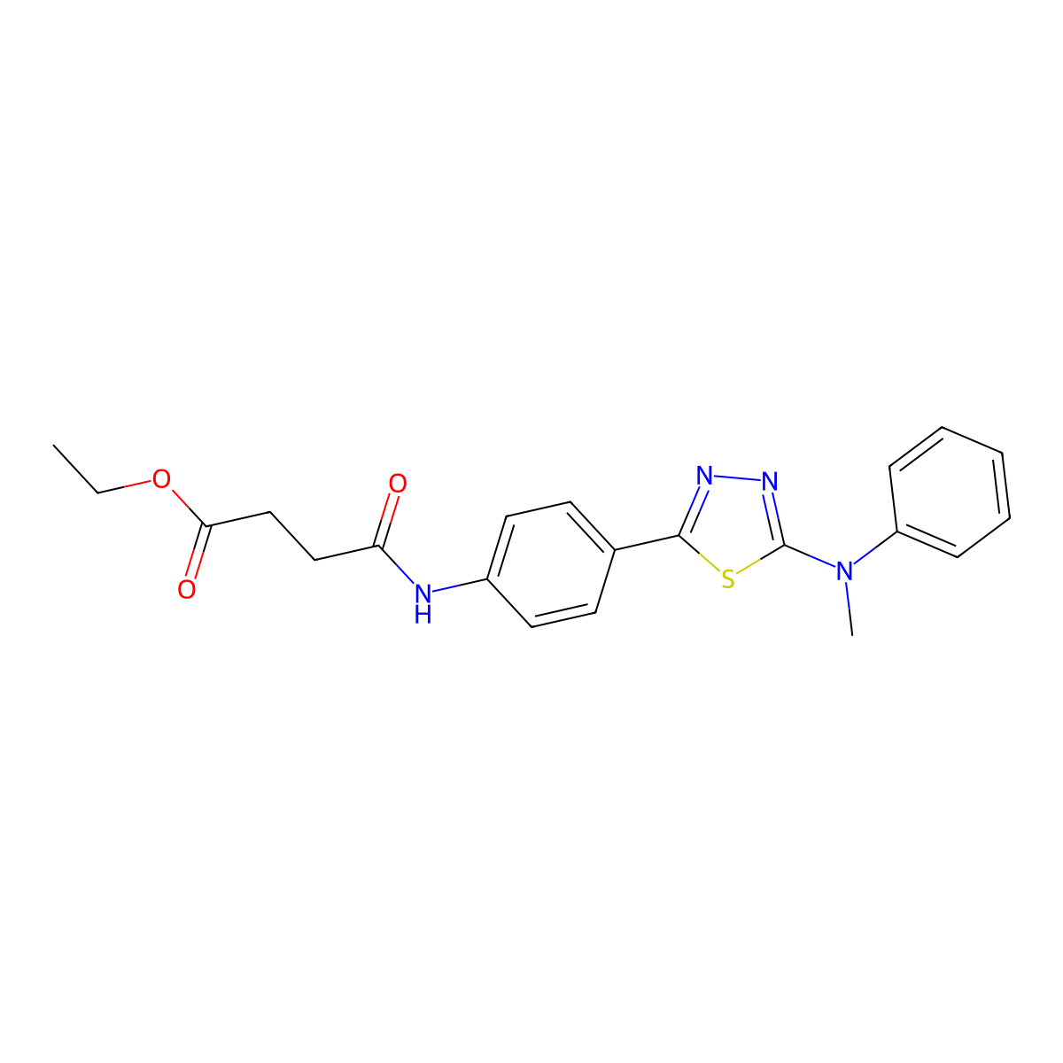 Ethyl 4-((4-(5-(methyl(phenyl)amino)-1,3,4-thiadiazol-2-yl)phenyl)amino)-4-oxobutanoate molecular structure, CAS 1021259-75-5