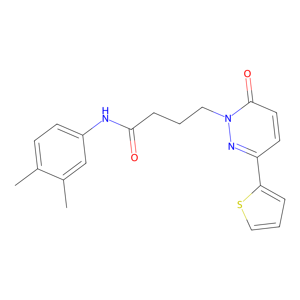 N-(3,4-dimethylphenyl)-4-[6-oxo-3-(thiophen-2-yl)-1,6-dihydropyridazin-1-yl]butanamide molecular structure, CAS 1021259-79-9