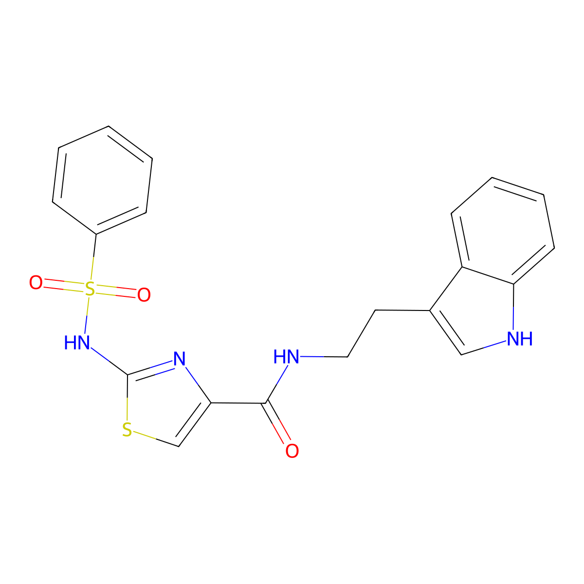 N-(2-(1H-indol-3-yl)ethyl)-2-(phenylsulfonamido)thiazole-4-carboxamide molecular structure, CAS 1021259-80-2