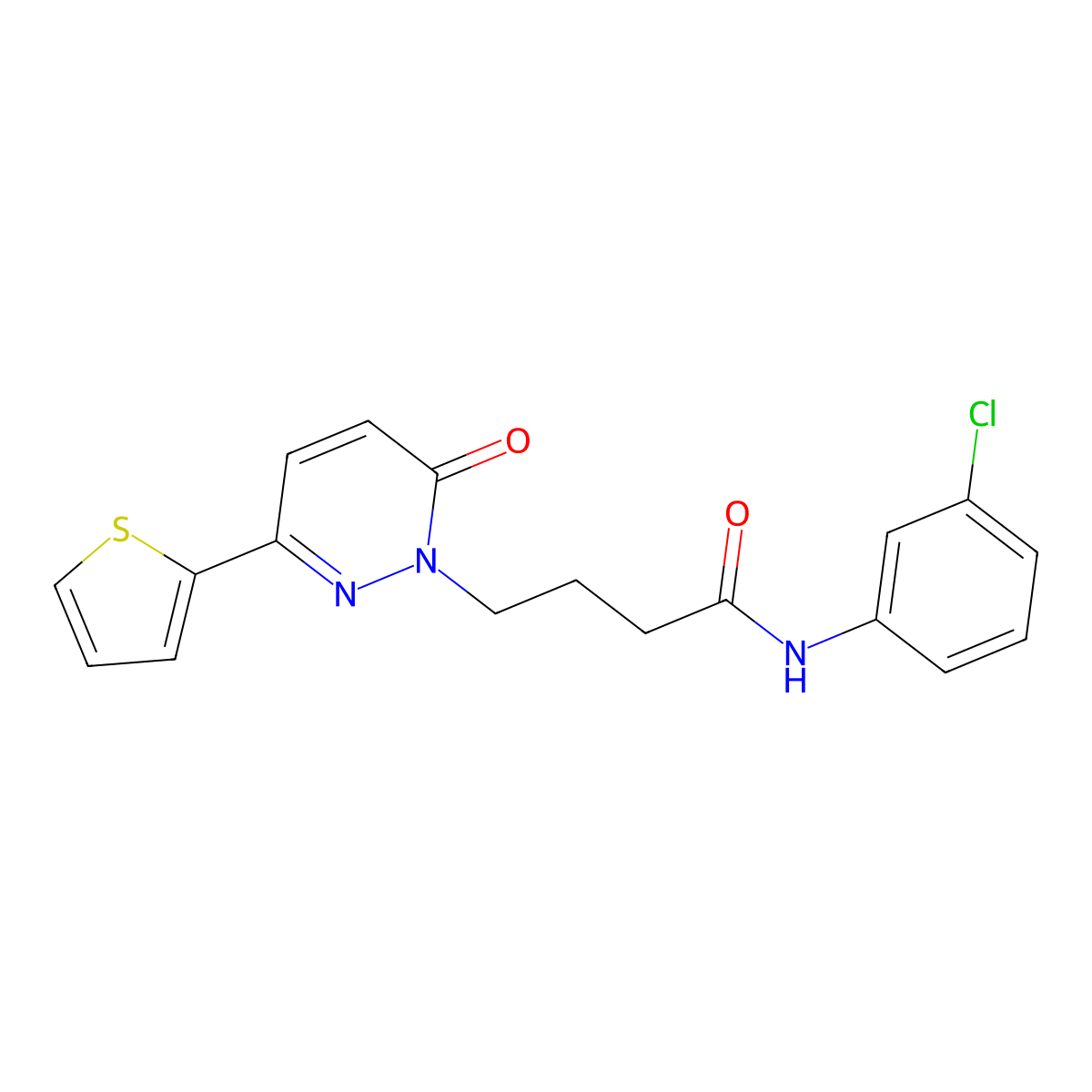 N-(3-chlorophenyl)-4-[6-oxo-3-(thiophen-2-yl)-1,6-dihydropyridazin-1-yl]butanamide molecular structure, CAS 1021259-81-3