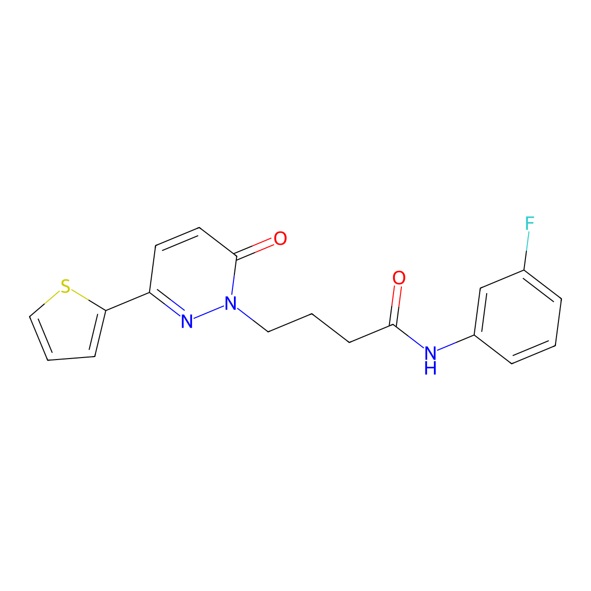 N-(3-fluorophenyl)-4-[6-oxo-3-(thiophen-2-yl)-1,6-dihydropyridazin-1-yl]butanamide molecular structure, CAS 1021259-83-5