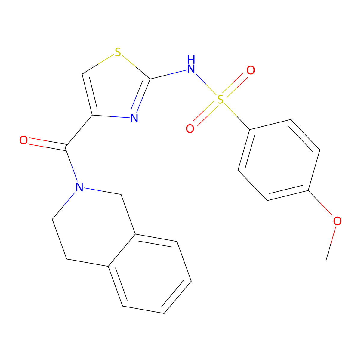 4-methoxy-N-[4-(1,2,3,4-tetrahydroisoquinoline-2-carbonyl)-1,3-thiazol-2-yl]benzene-1-sulfonamide molecular structure, CAS 1021259-84-6