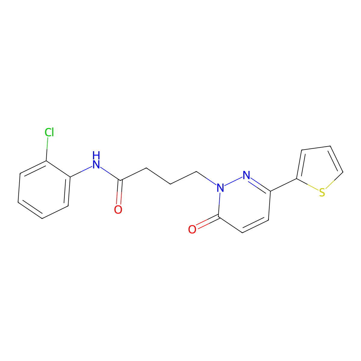 N-(2-chlorophenyl)-4-[6-oxo-3-(thiophen-2-yl)-1,6-dihydropyridazin-1-yl]butanamide molecular structure, CAS 1021259-87-9