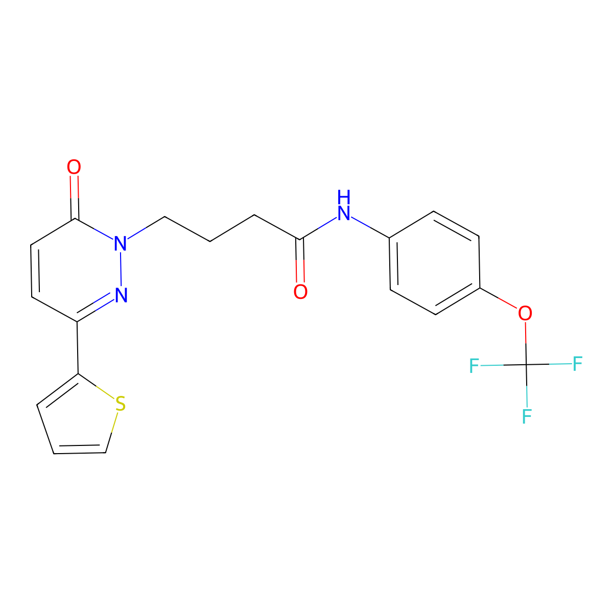 4-[6-oxo-3-(thiophen-2-yl)-1,6-dihydropyridazin-1-yl]-N-[4-(trifluoromethoxy)phenyl]butanamide molecular structure, CAS 1021259-90-4
