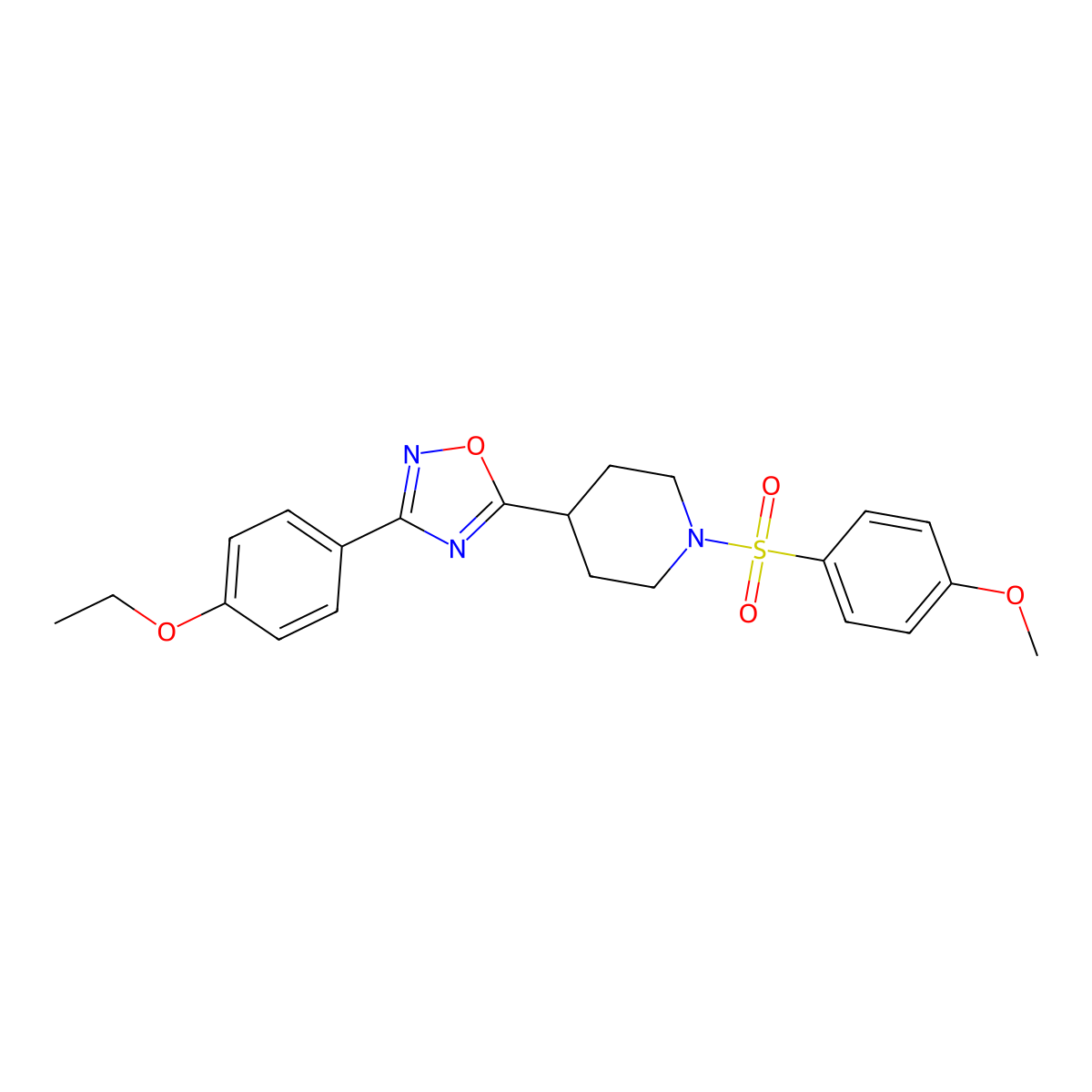 4-[3-(4-Ethoxyphenyl)-1,2,4-oxadiazol-5-yl]-1-(4-methoxybenzenesulfonyl)piperidine molecular structure, CAS 1021259-93-7