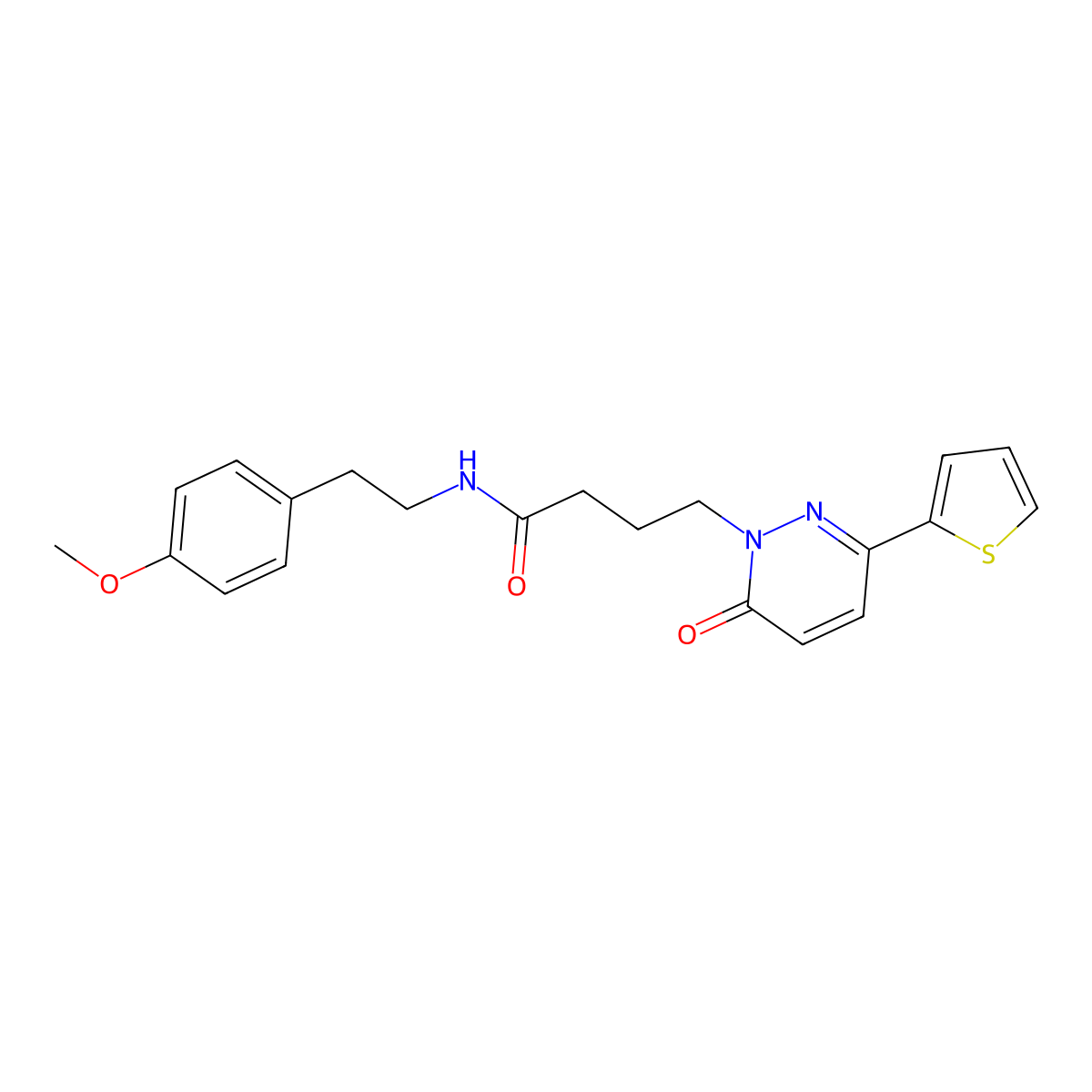 N-[2-(4-methoxyphenyl)ethyl]-4-[6-oxo-3-(thiophen-2-yl)-1,6-dihydropyridazin-1-yl]butanamide molecular structure, CAS 1021259-95-9