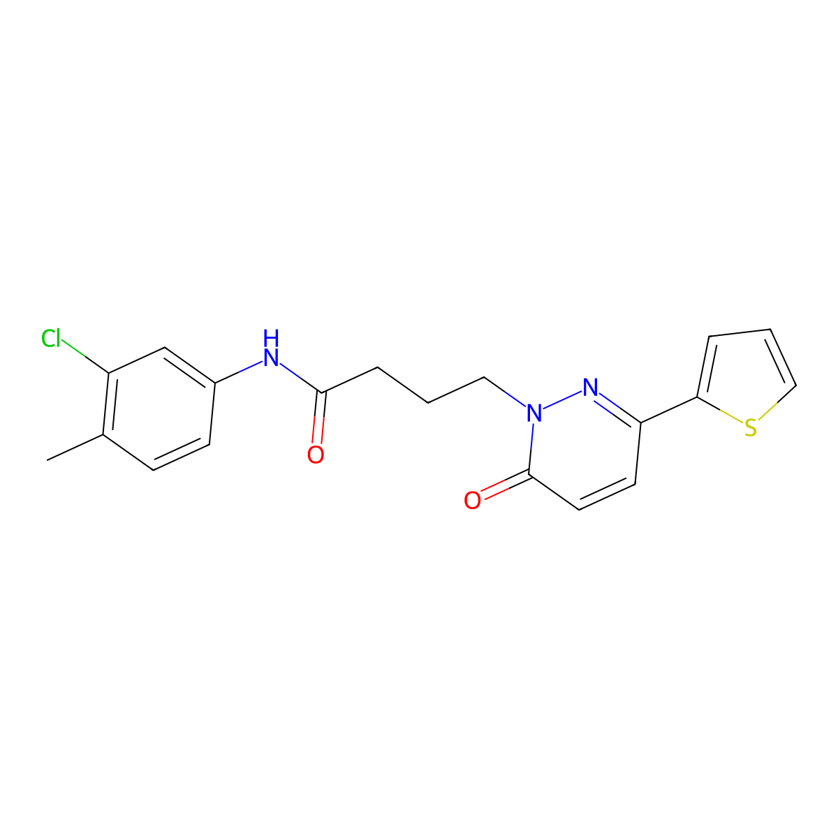 N-(3-chloro-4-methylphenyl)-4-[6-oxo-3-(thiophen-2-yl)-1,6-dihydropyridazin-1-yl]butanamide molecular structure, CAS 1021259-97-1