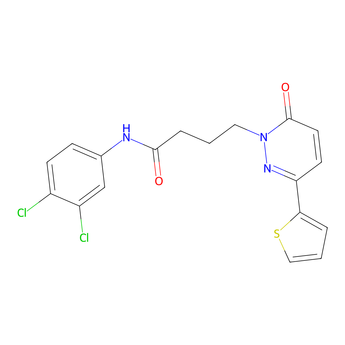 N-(3,4-dichlorophenyl)-4-[6-oxo-3-(thiophen-2-yl)-1,6-dihydropyridazin-1-yl]butanamide molecular structure, CAS 1021260-03-6