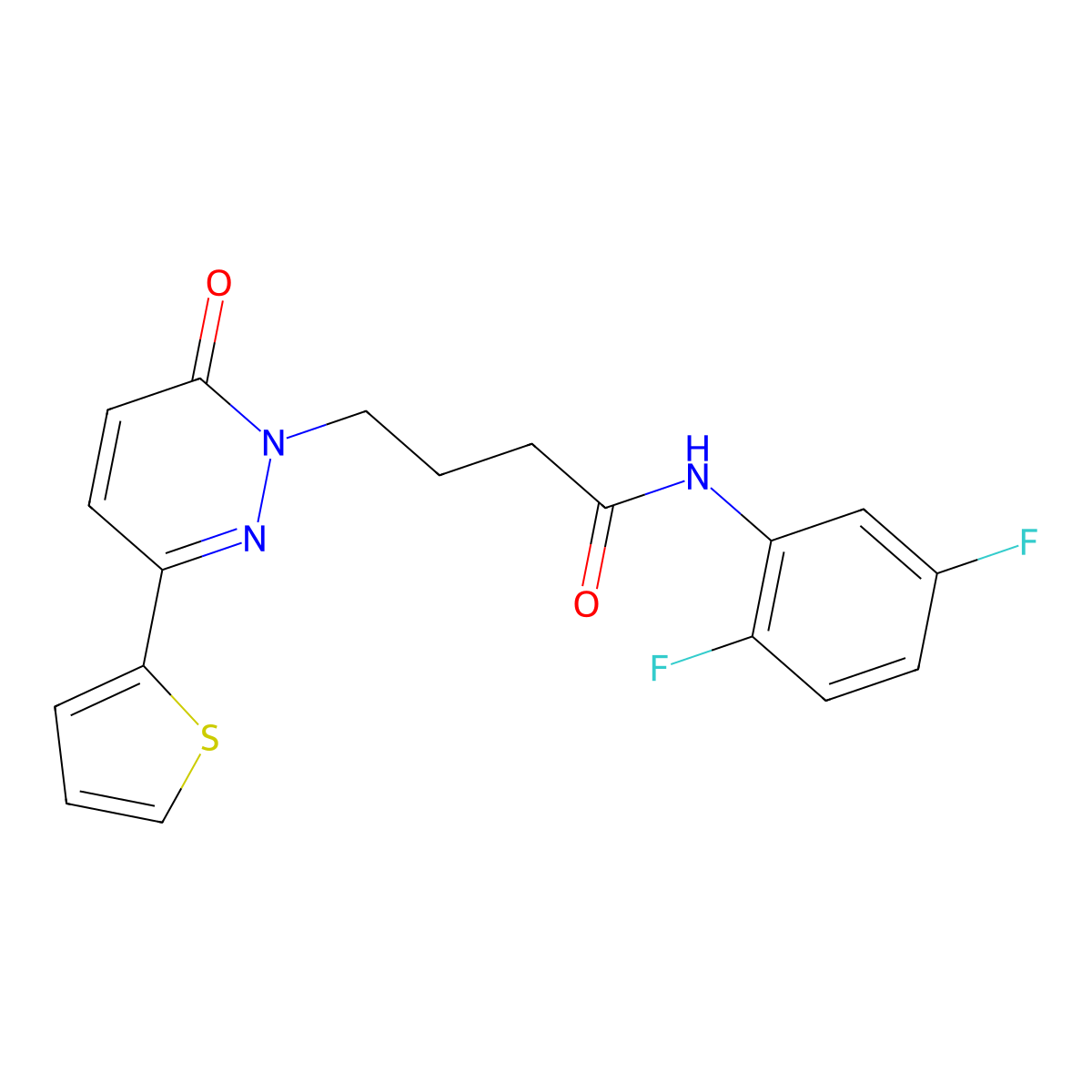 N-(2,5-difluorophenyl)-4-[6-oxo-3-(thiophen-2-yl)-1,6-dihydropyridazin-1-yl]butanamide molecular structure, CAS 1021260-09-2