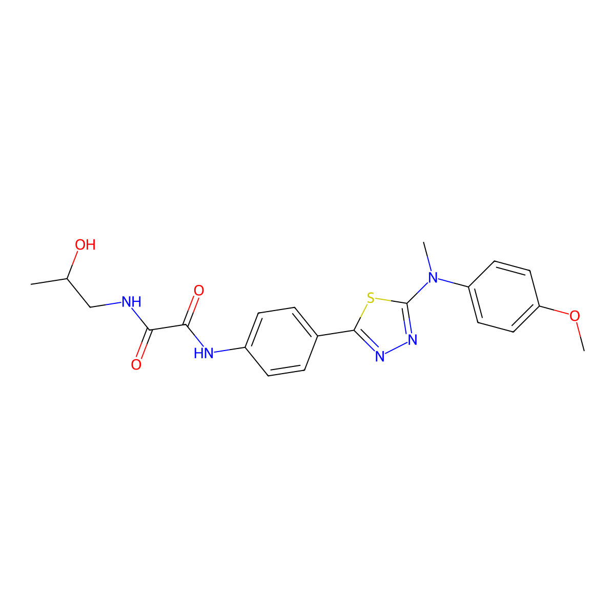 N1-(2-hydroxypropyl)-N2-(4-(5-((4-methoxyphenyl)(methyl)amino)-1,3,4-thiadiazol-2-yl)phenyl)oxalamide molecular structure, CAS 1021260-10-5