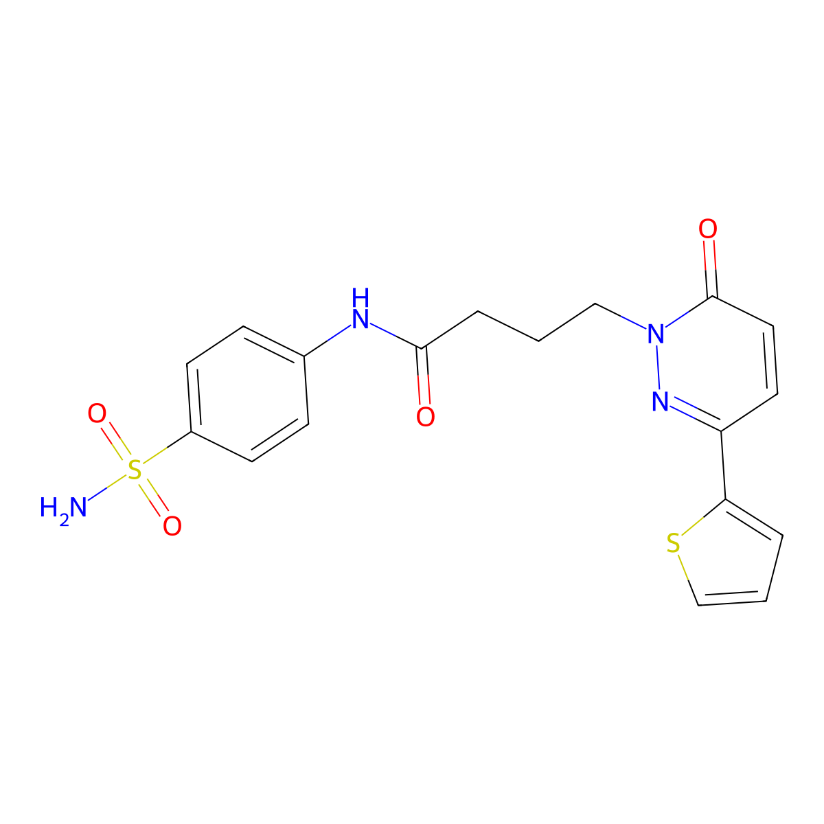 4-[6-oxo-3-(thiophen-2-yl)-1,6-dihydropyridazin-1-yl]-N-(4-sulfamoylphenyl)butanamide molecular structure, CAS 1021260-18-3