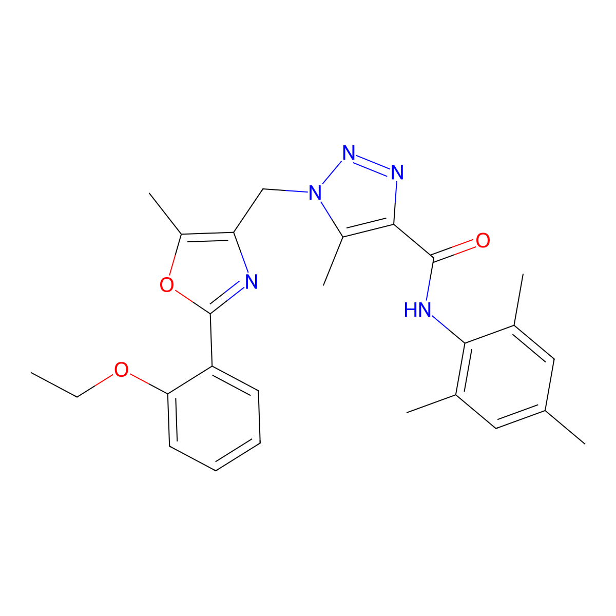 1-{[2-(2-ethoxyphenyl)-5-methyl-1,3-oxazol-4-yl]methyl}-5-methyl-N-(2,4,6-trimethylphenyl)-1H-1,2,3-triazole-4-carboxamide molecular structure, CAS 1021260-20-7