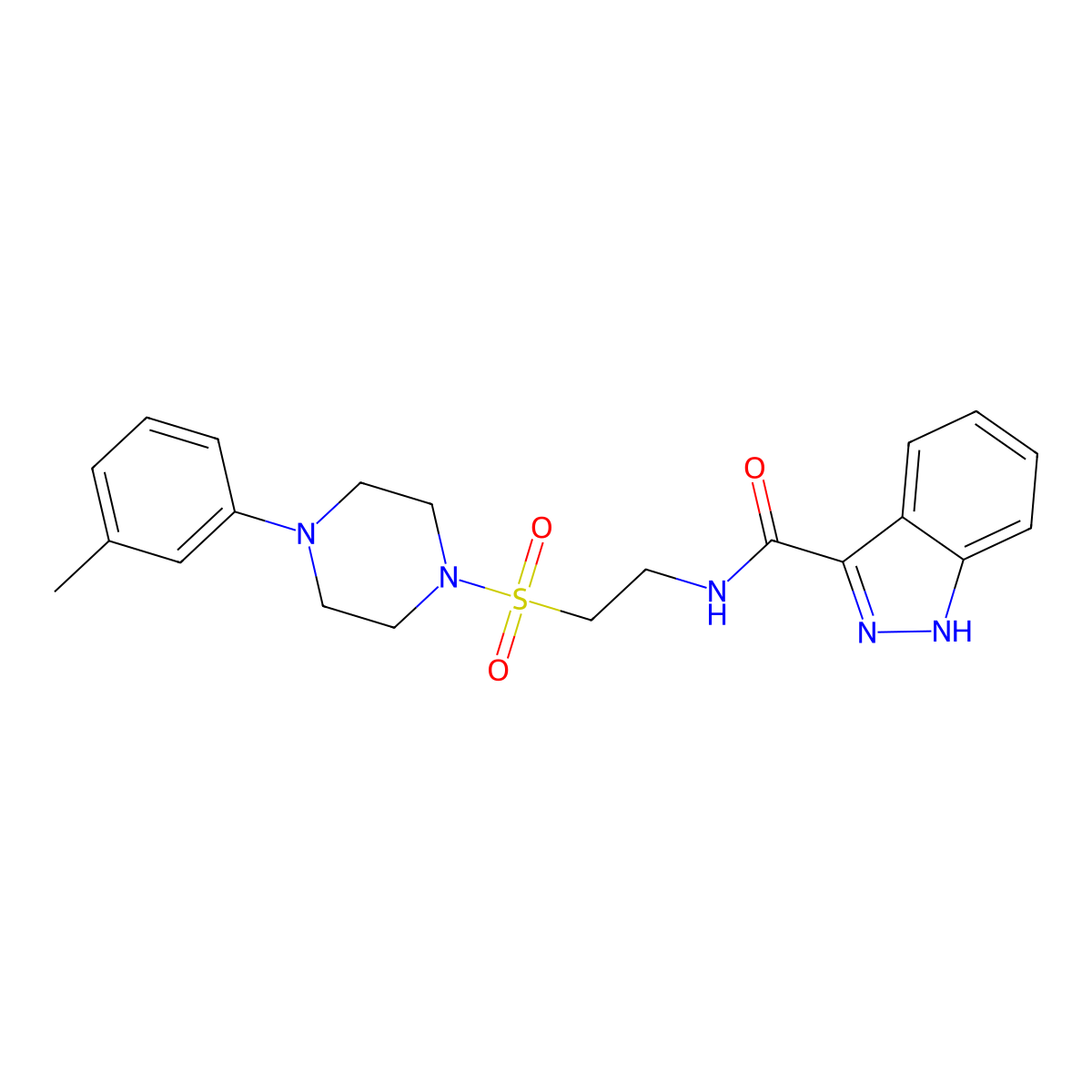 N-(2-{[4-(3-methylphenyl)piperazin-1-yl]sulfonyl}ethyl)-1H-indazole-3-carboxamide molecular structure, CAS 1021260-21-8