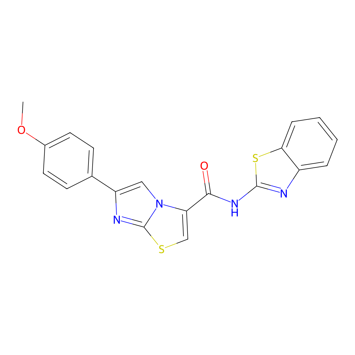 N-(benzo[d]thiazol-2-yl)-6-(4-methoxyphenyl)imidazo[2,1-b]thiazole-3-carboxamide molecular structure, CAS 1021260-22-9